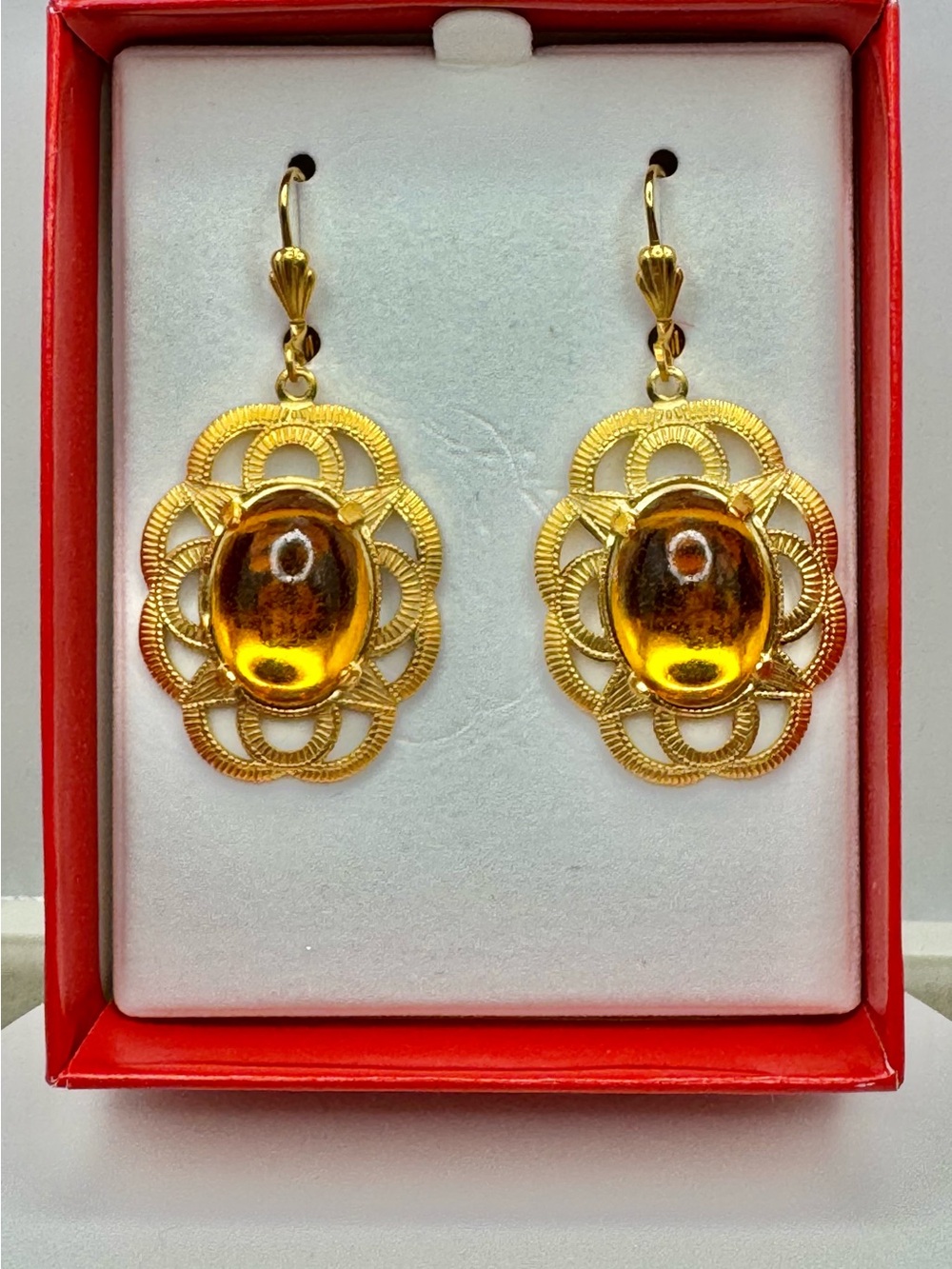 Alzi By Alzerina Magnolia 24KT Gold Plated Earrings New in Box Topaz